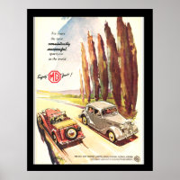 Vintage MG Cars Transport Poster print
