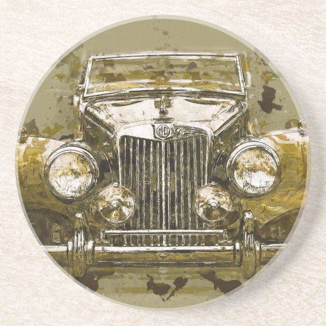 Vintage MG Sports Car Coaster (Front)