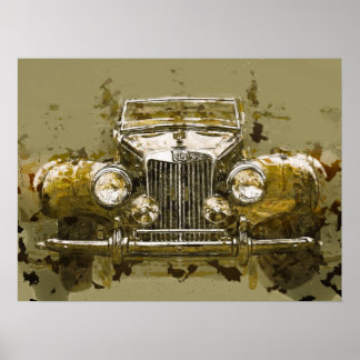 Vintage MG Sports Car Poster
