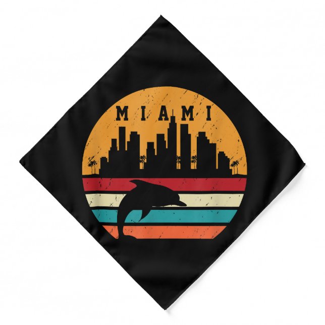 Vintage Miami 80s Dolphin Silhouette Souvenir Dolp Bandana (Front)