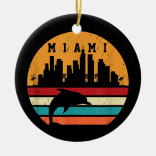 Vintage Miami 80s Dolphin Silhouette Souvenir Dolp Ceramic Ornament