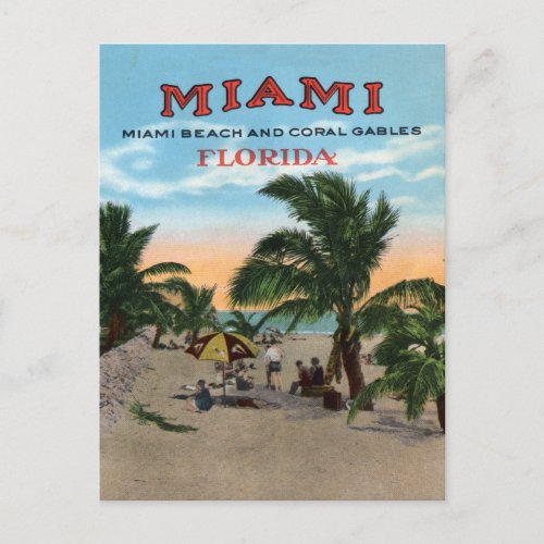Vintage Miami and Coral Gables Florida Travel Post Postcard