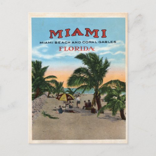 Vintage Miami and Coral Gables Florida Travel Postcard
