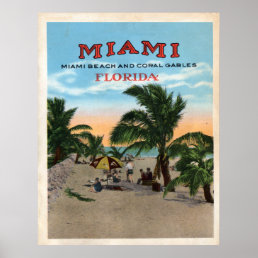 Vintage Miami and Coral Gables Florida Travel Poster