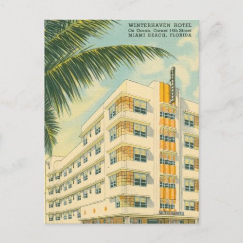Vintage Miami Art Deco Travel Postcard