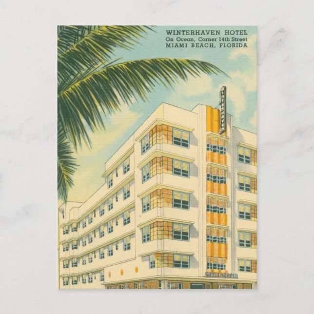 Vintage Miami Art Deco Travel Postcard (Front)