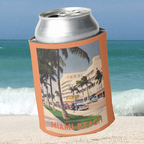 Vintage Miami Beach  1940s street Can Cooler