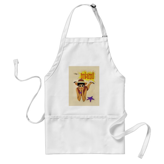 Vintage Miami Beach Adult Apron (Front)