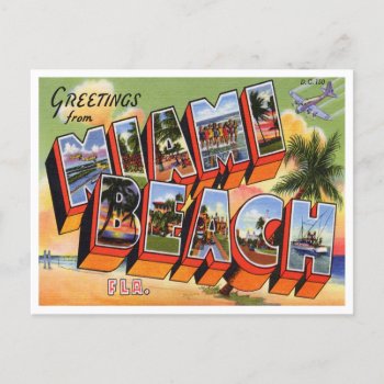 Vintage Miami Beach Announcement Postcard by vintage_gift_shop at Zazzle