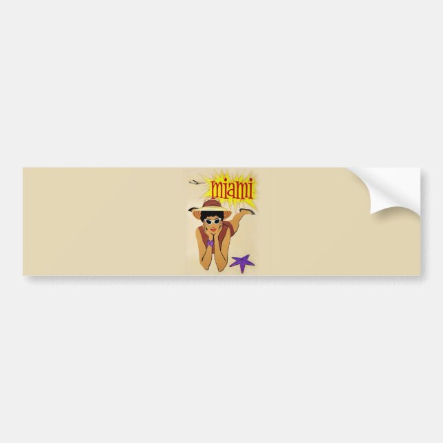 Vintage Miami Beach Bumper Sticker (Front)