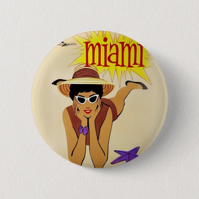 Vintage Miami Beach Button (Front)
