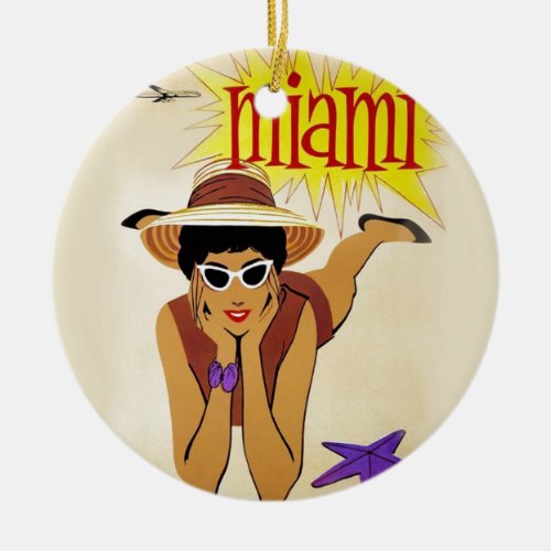 Vintage Miami Beach Ceramic Ornament