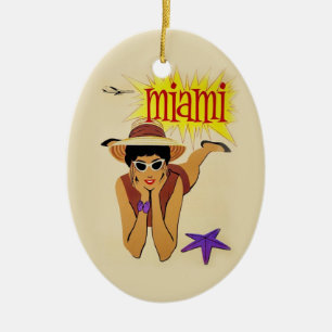 Vintage Miami Beach Ceramic Ornament