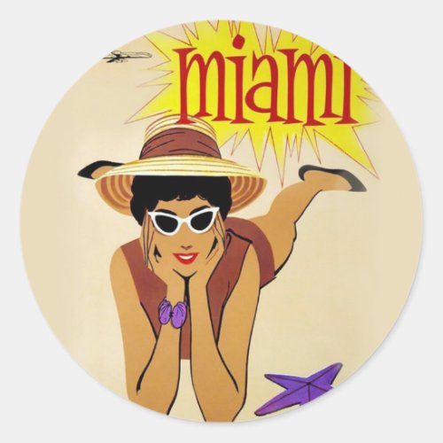 Vintage Miami Beach Classic Round Sticker