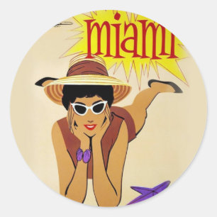 Vintage Miami Beach Classic Round Sticker