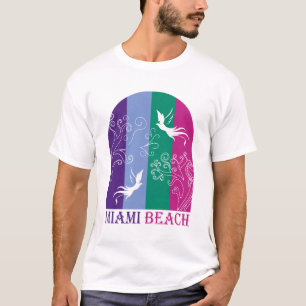 Vintage Miami Beach Colorful Retro Tropical Birds T-Shirt