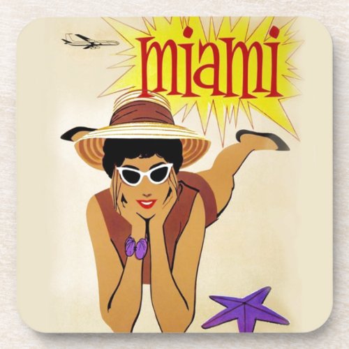 Vintage Miami Beach Drink Coaster