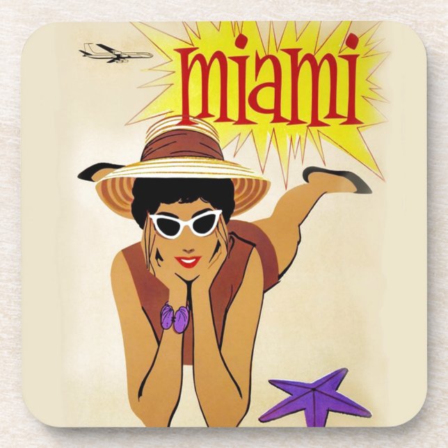 Vintage Miami Beach Drink Coaster (Front)