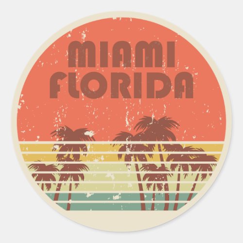 vintage Miami Beach Florida Classic Round Sticker