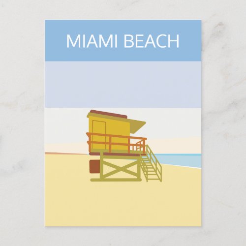 Vintage Miami beach Florida Illustration Postcard
