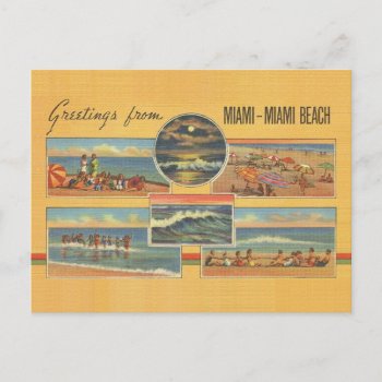 Vintage Miami Beach Florida Post Card by RetroMagicShop at Zazzle