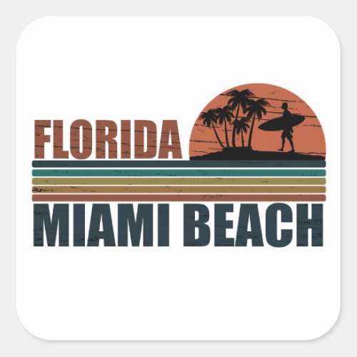 vintage Miami Beach Florida Square Sticker
