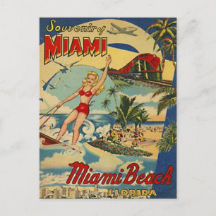 Vintage Miami Beach, Florida, USA - Postcard