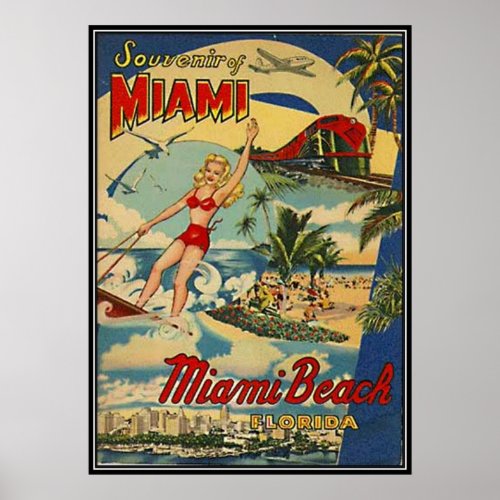 Vintage Miami Beach Florida USA _ Poster