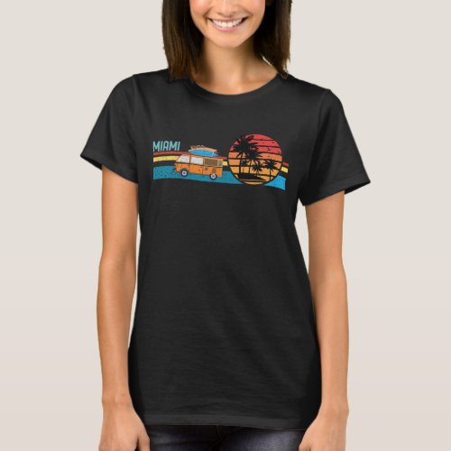 Vintage Miami Beach Hippie Surf Van Retro Surfing T_Shirt