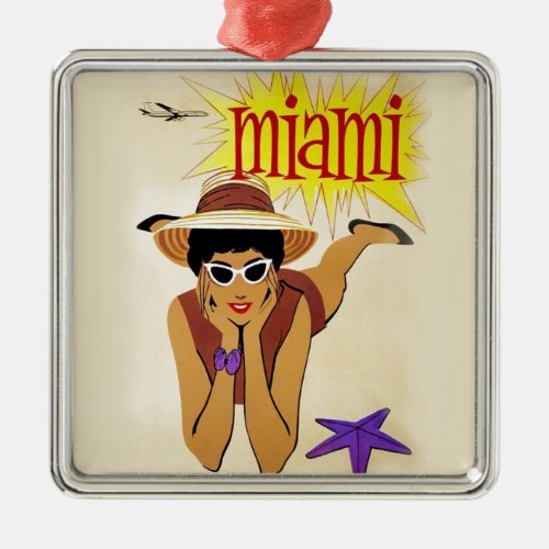 Vintage Miami Beach Metal Ornament