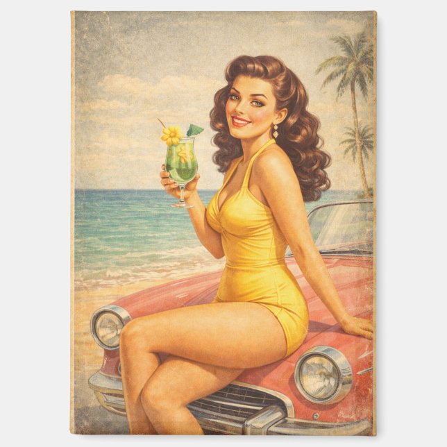 Vintage Miami Beach Pin-Up Girl Magnet  (Front)