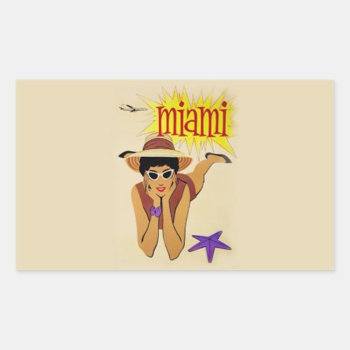 Vintage Miami Beach Rectangular Sticker