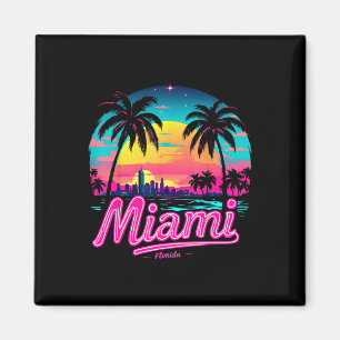 Vintage Miami Beach – Retro 305 Florida Sunset Gra Magnet