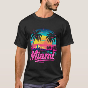 Vintage Miami Beach – Retro 305 Florida Sunset Gra T-Shirt