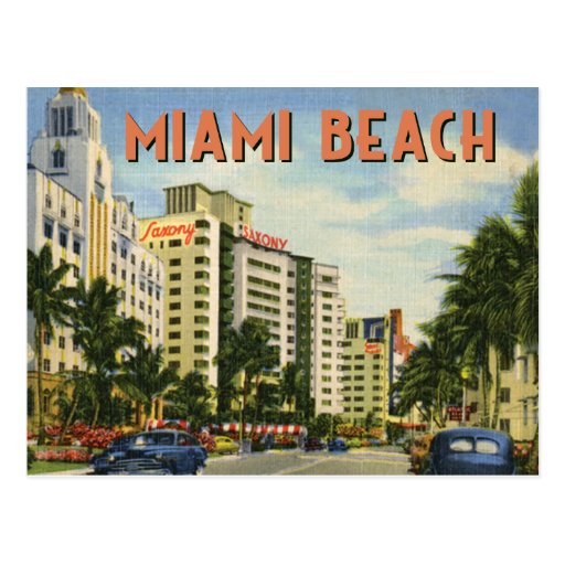 Vintage Miami Beach Street Scene Postcard | Zazzle