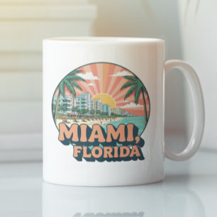 Vintage Miami Florida 80s Art Travel Logo Coffee Mug