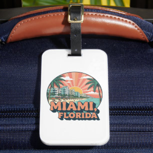 Vintage Miami Florida 80s Art Travel Logo Luggage Tag
