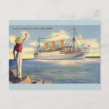 Vintage Miami Florida Cruise Ship Post Card by RetroMagicShop at Zazzle