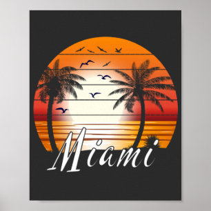 Vintage Miami Florida Palm Trees Summer Beach Poster