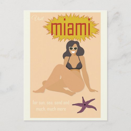 Vintage Miami Florida Retro Travel Postcard