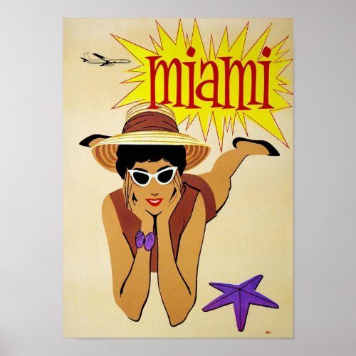 Vintage Miami Florida Travel Poster