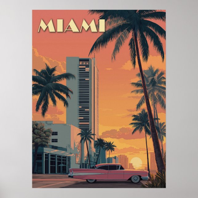 Vintage Miami Florida Travel Poster (Front)