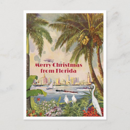 Vintage Miami Merry Christmas from Florida Postcard