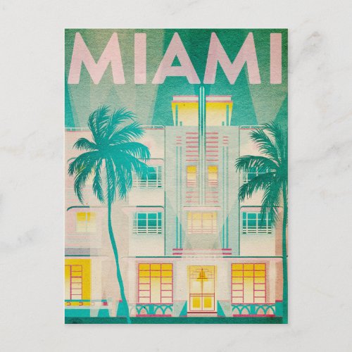 Vintage Miami Ocean Drive Travel Postcard