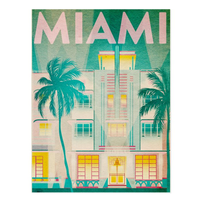 Vintage Miami Ocean Drive Travel Postcard Zazzle Com