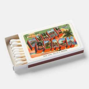 Vintage Miami Postcard Personalized Matchboxes