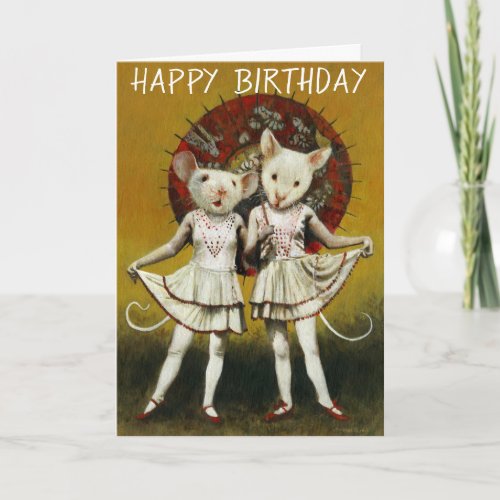 Vintage Mice Birthday Card