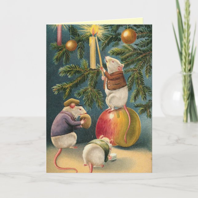 Vintage Mice Christmas Card (Front)