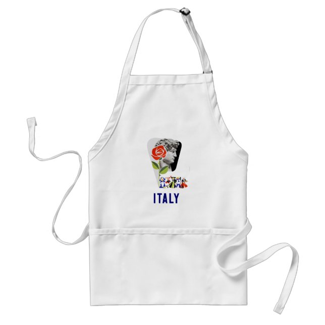 Vintage Michelangelo David Statue Italy Travel Adult Apron (Front)