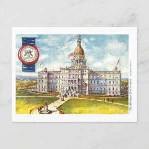 Vintage Michigan Capitol with Seal Postcard